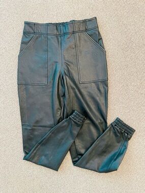 SPANX Black Faux Leather Jogger Pants for women medium - $168